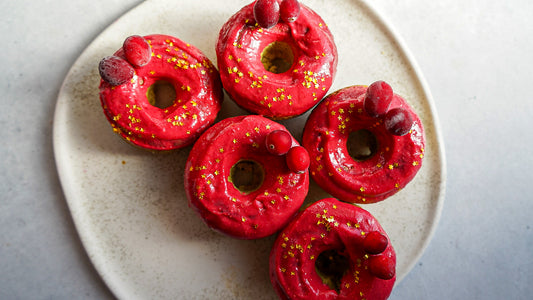 Winter Berry Frosted Gingerbread Donuts