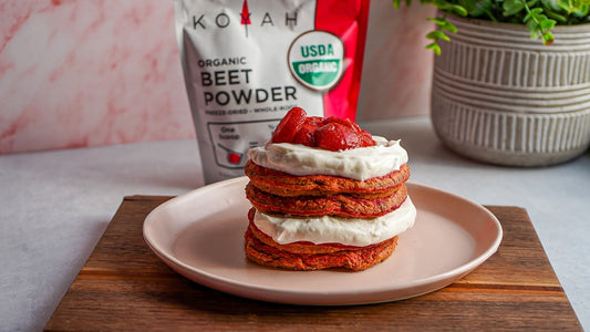 Strawberries and Cream Beet Pancakes