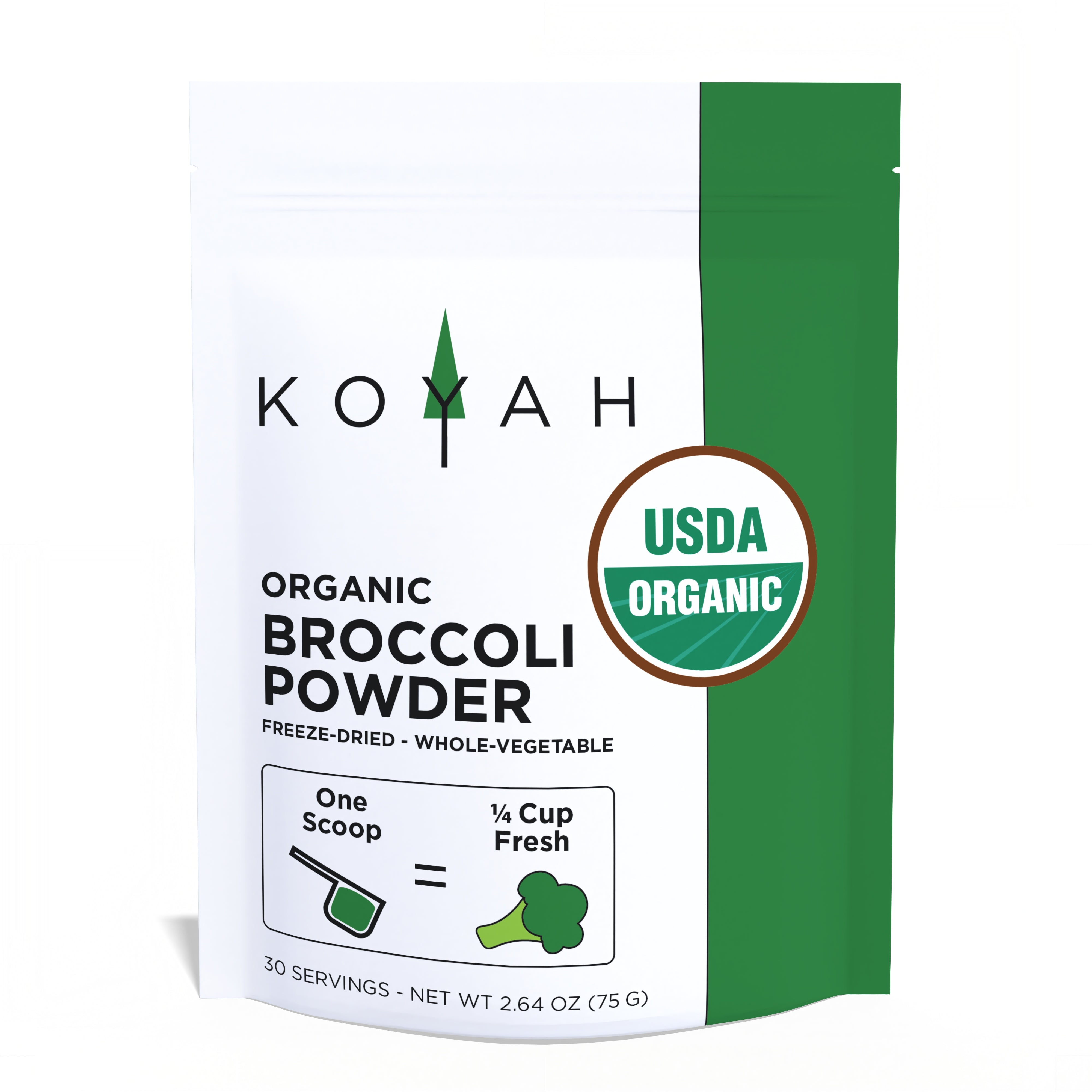 KOYAH Organic Freeze-Dried Broccoli Powder pouch